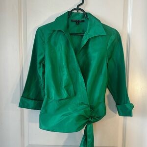 Lafayette 148 New York Emerald Wrap Blouse